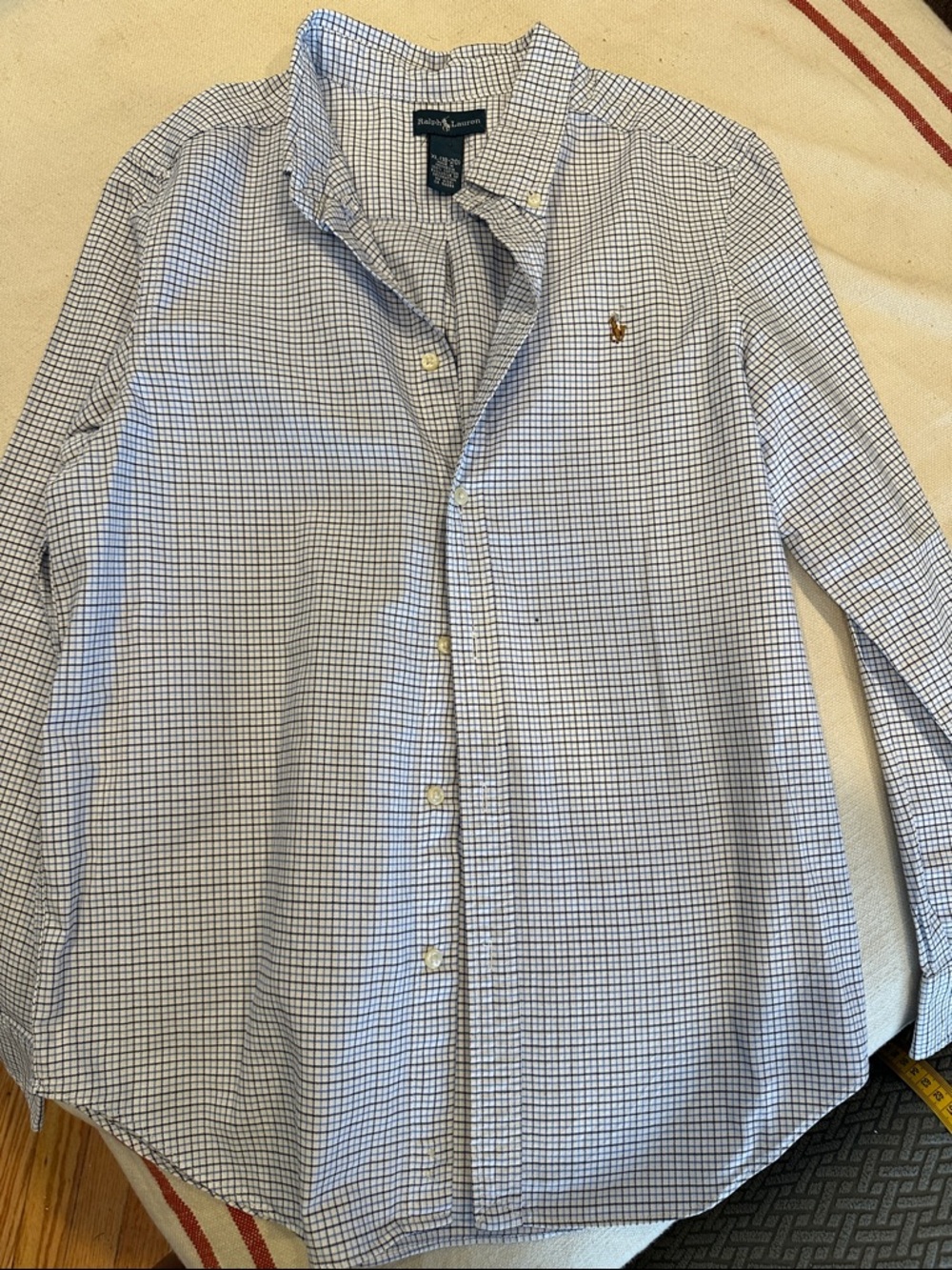 Polo by Ralph Lauren Blue and White Checked Button-Down Shirt